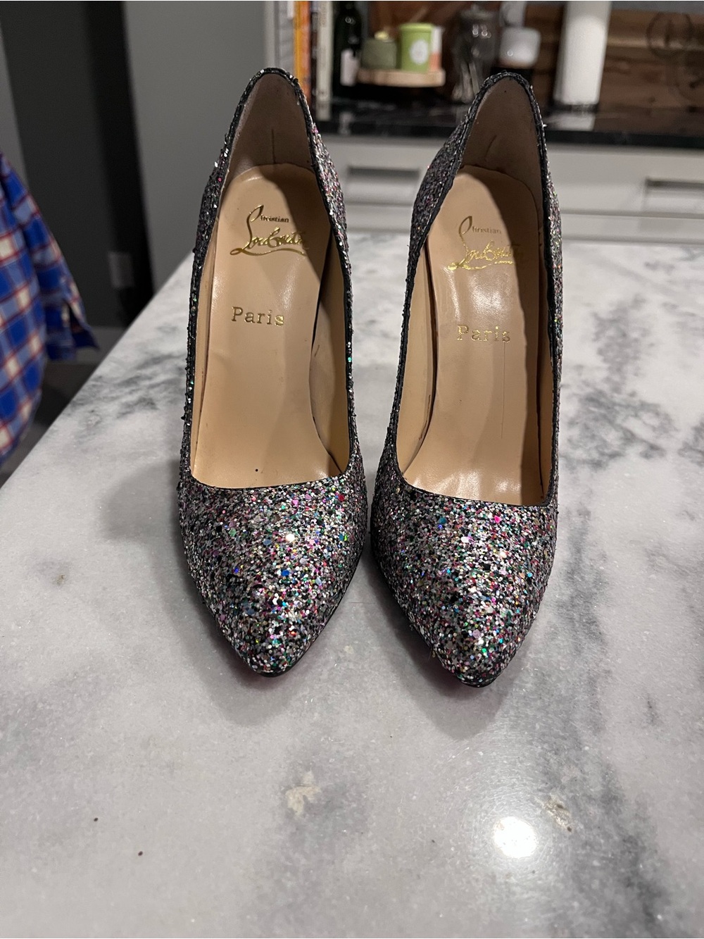 Christian Louboutin Multi-Color Glitter Pointed Toe Pumps